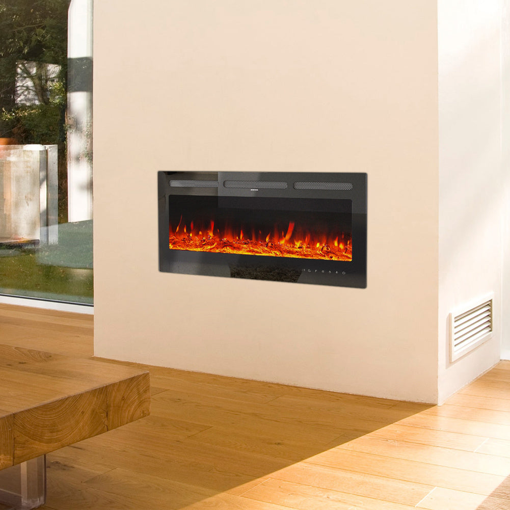 Modern LED Wall Mounted/ Recessed Electric Fireplace