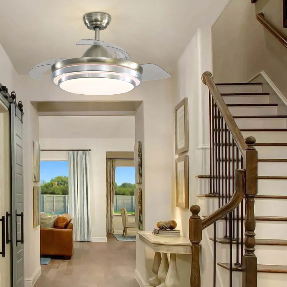 Modern Retractable Blade Ceiling Fan Light with Remote Control