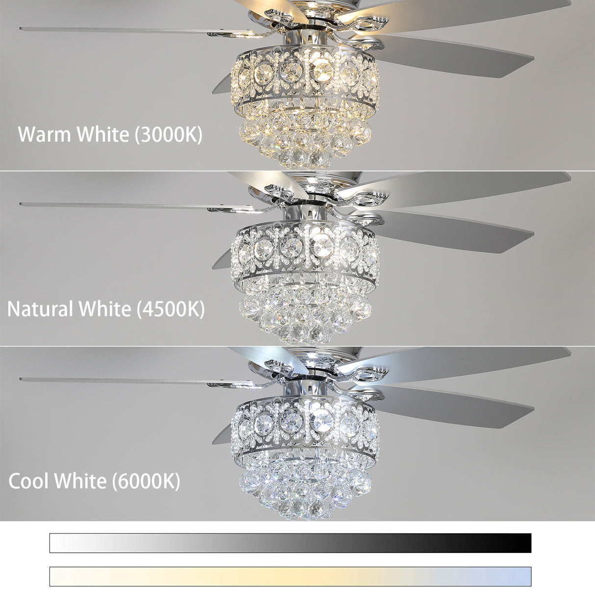 Modern Crystal Remote Ceiling Fan with 3 Lights