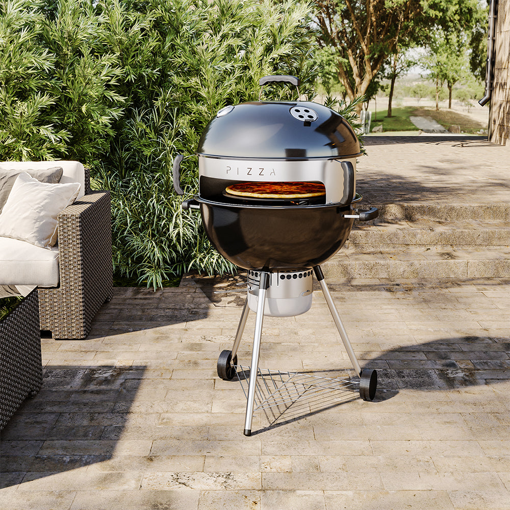 Double Layers Enamel Charcoal Pizza Fire Bowl BBQ Grill