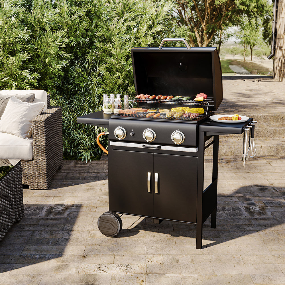 3/4-Burner Outdoor BBQ Propane Gas Grill with Wheels