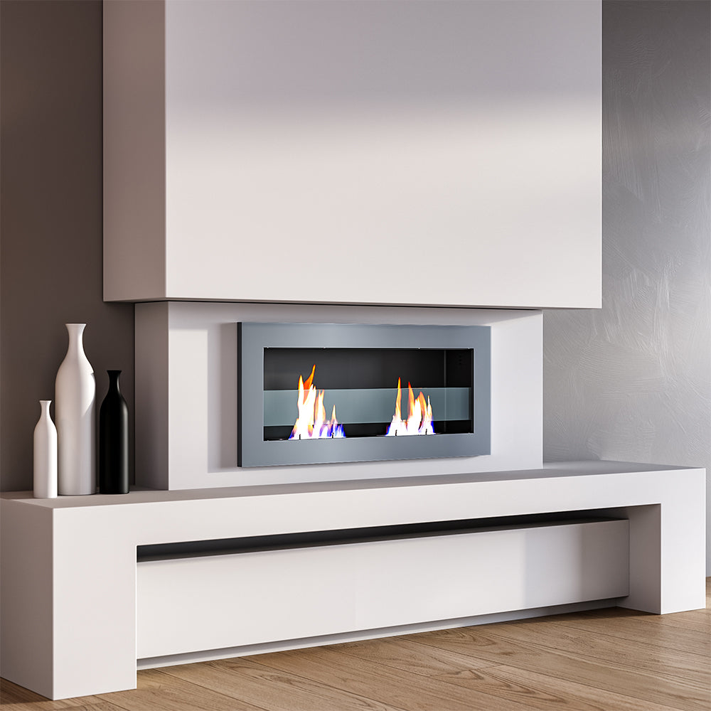 35/47 Inch Bioethanol Stainless Steel Wall Mounted Fireplace