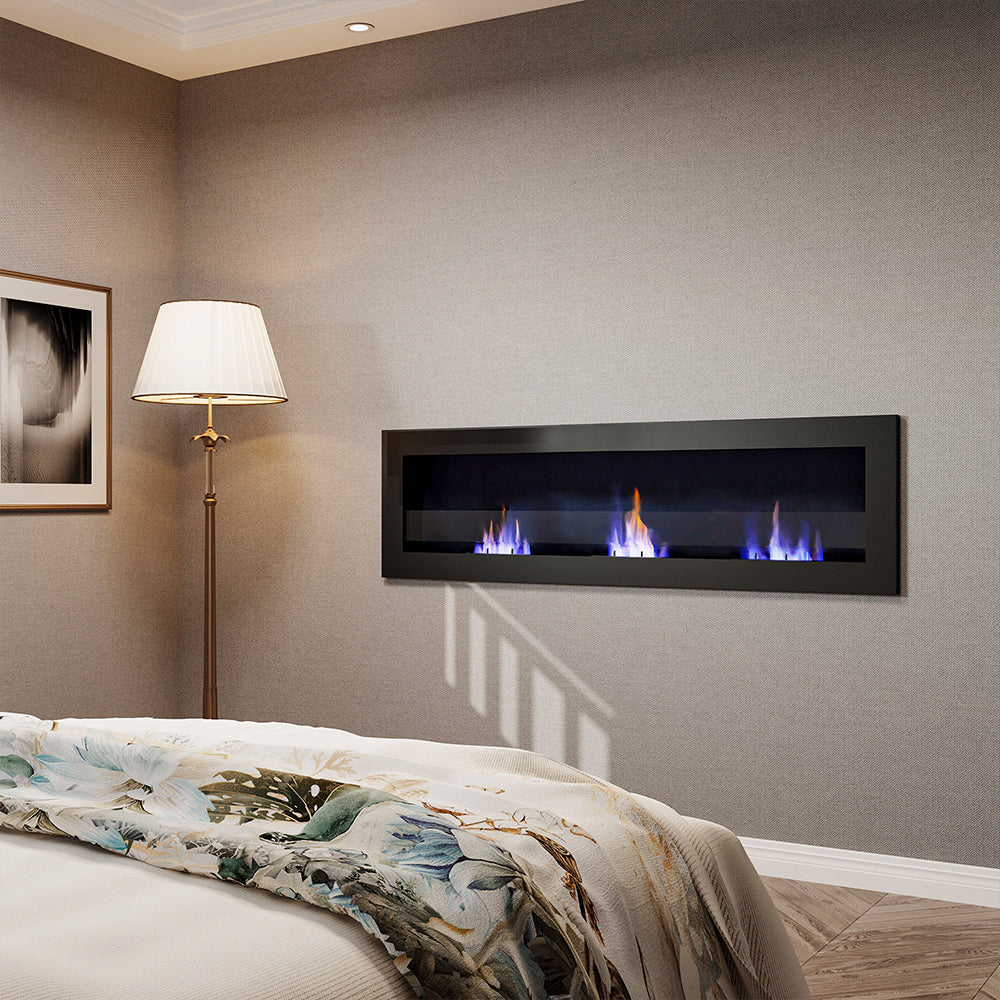 55 Inch Modern Wall Mounted Bio Ethanol Fireplace – Smallbee UK