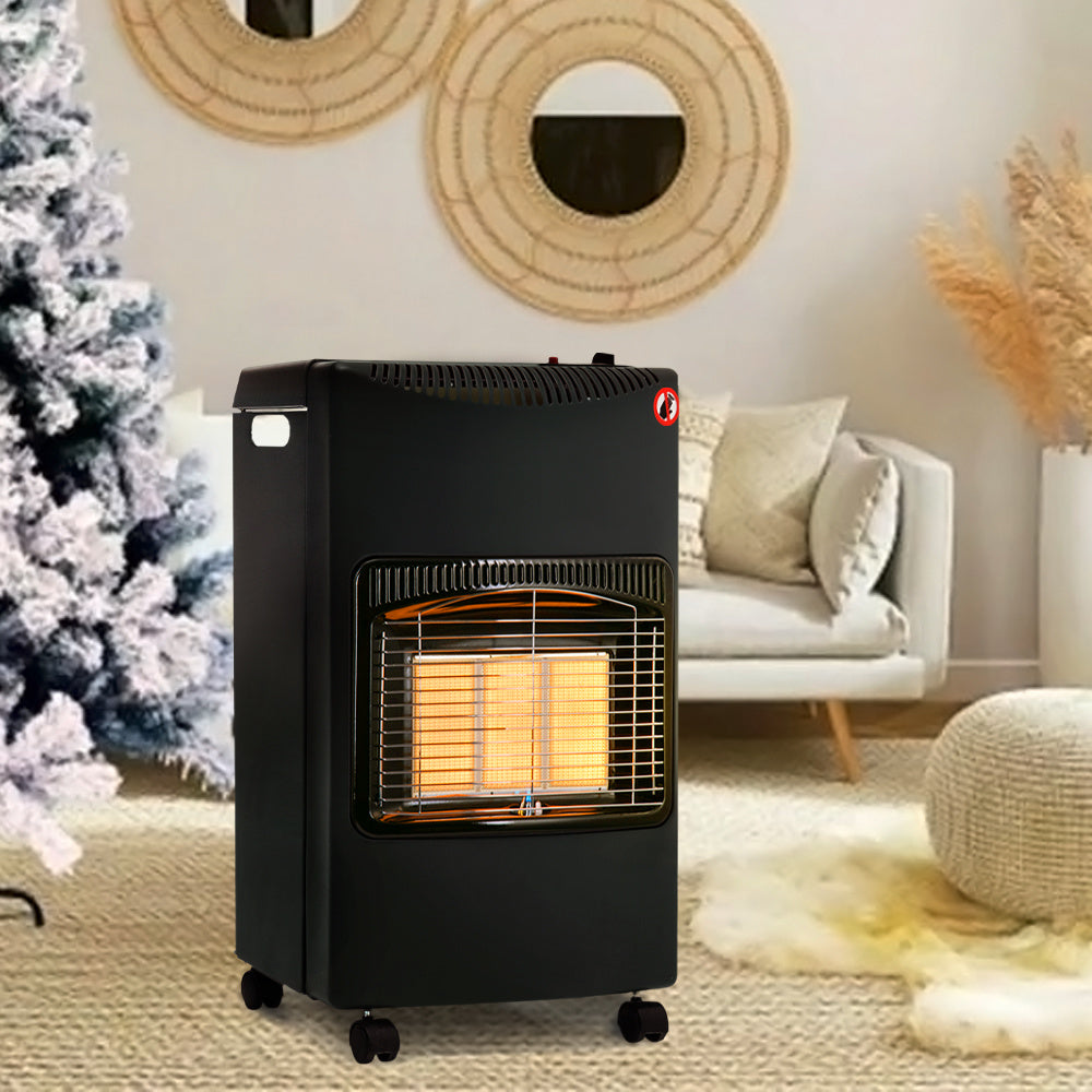 Indoor/Outdoor Black Ceramic Gas Heater with Wheels
