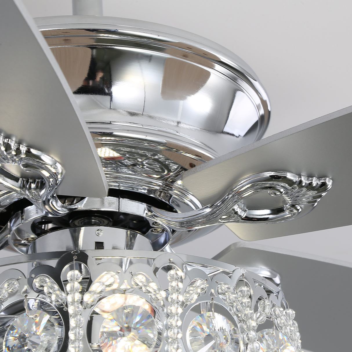 Modern Crystal Remote Ceiling Fan with 3 Lights