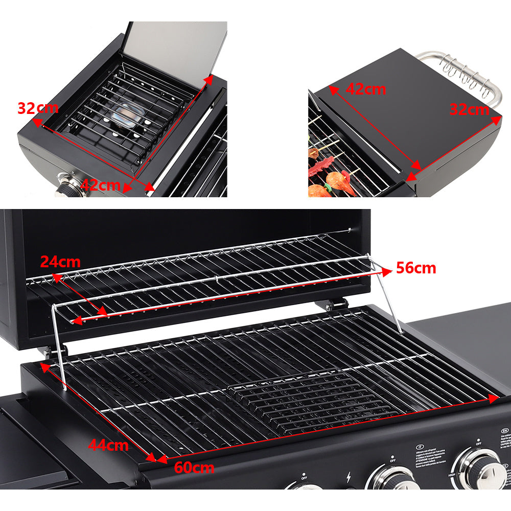 5-Burner Outdoor Gas Barbecue Grill with BBQ Seasoning Table