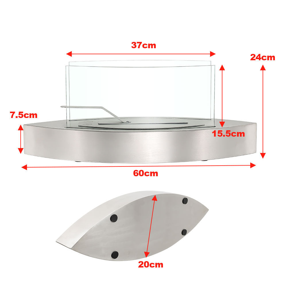 Portable Bio Ethanol Fireplace | Real Flame with Tempered Glass Guard