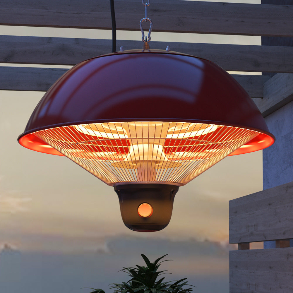 1500W Garden Electric Heater Infrared Hanging Patio Heater Red with Remote