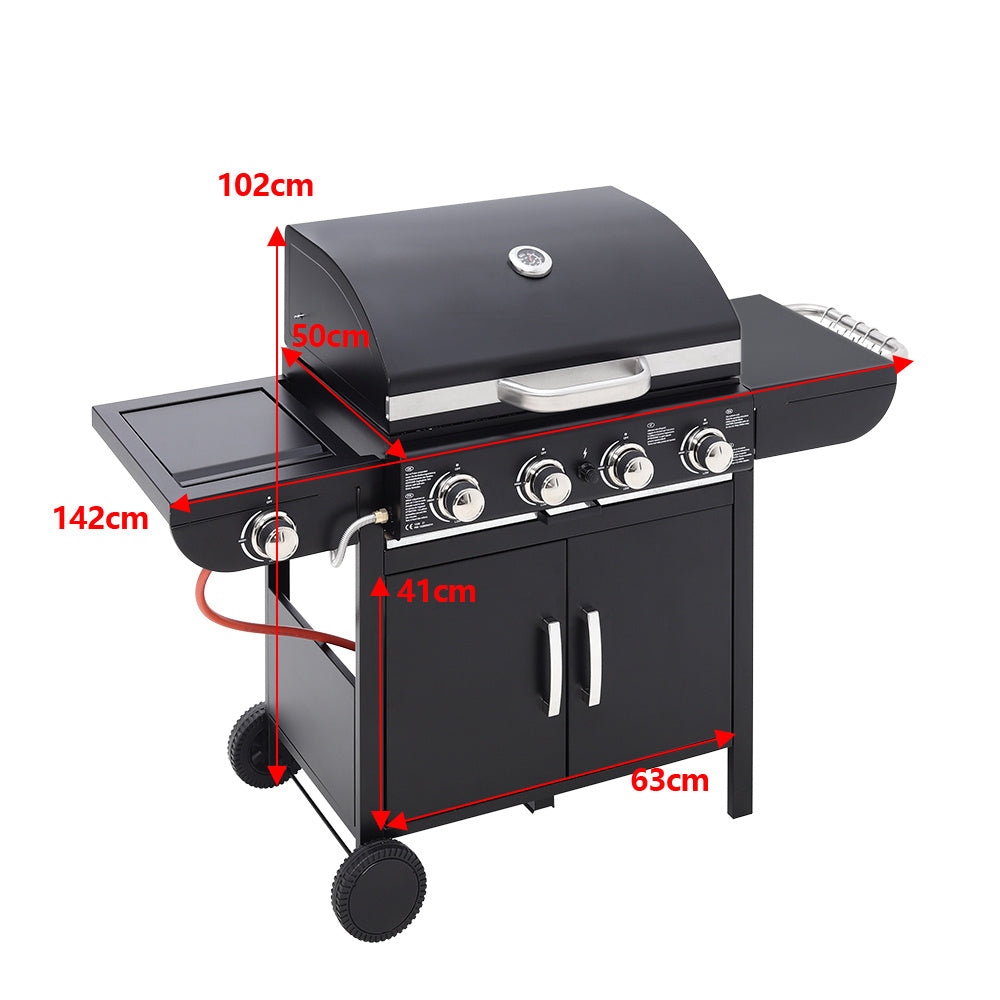 5-Burner Outdoor Gas Barbecue Grill with BBQ Seasoning Table