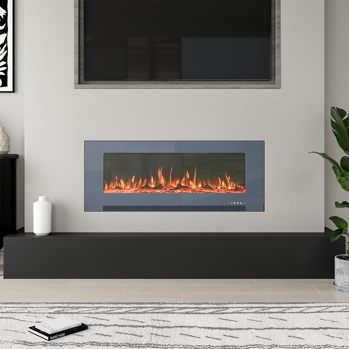 Deluxe Modern Electric Fireplace Insert with 9 Flame Colours