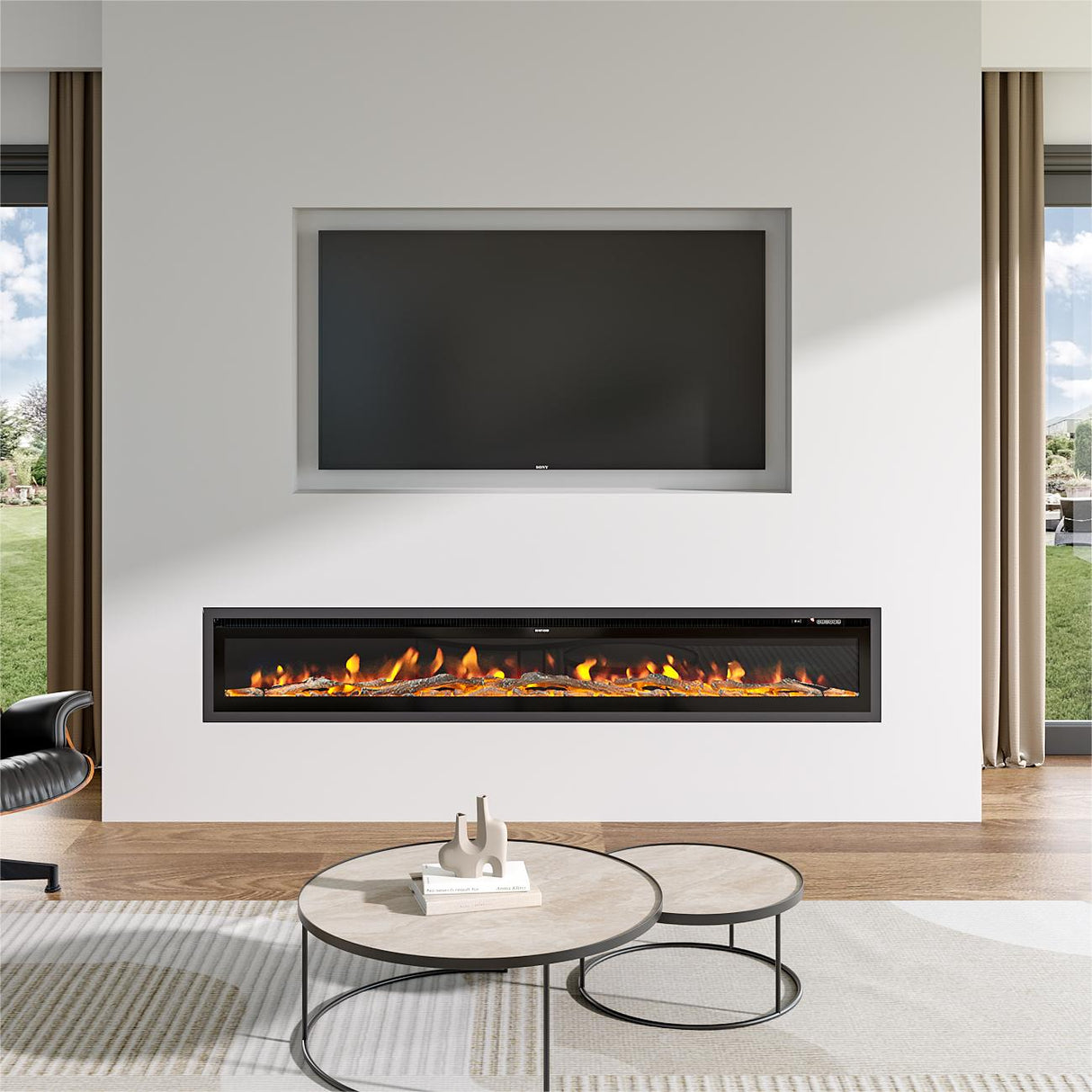 Versatile Media Wall  LED Electric Fireplace Insert with Remote Control