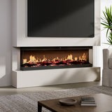 42/50/60/72inch 3-Sided Black/White Electric Fireplace with Remote Control, WiFi Function, Adjustable LED Flames and Heating Modes