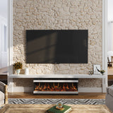 42/48/56/72inch 3-Sided Black/White Electric Fireplace with Remote Control, WiFi Function, Adjustable LED Flames and Heating Modes
