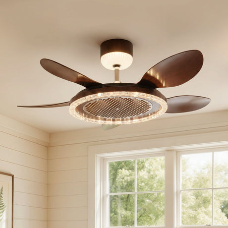 48 inch reversible ceiling fan with LED light highlighting the blade and light ring