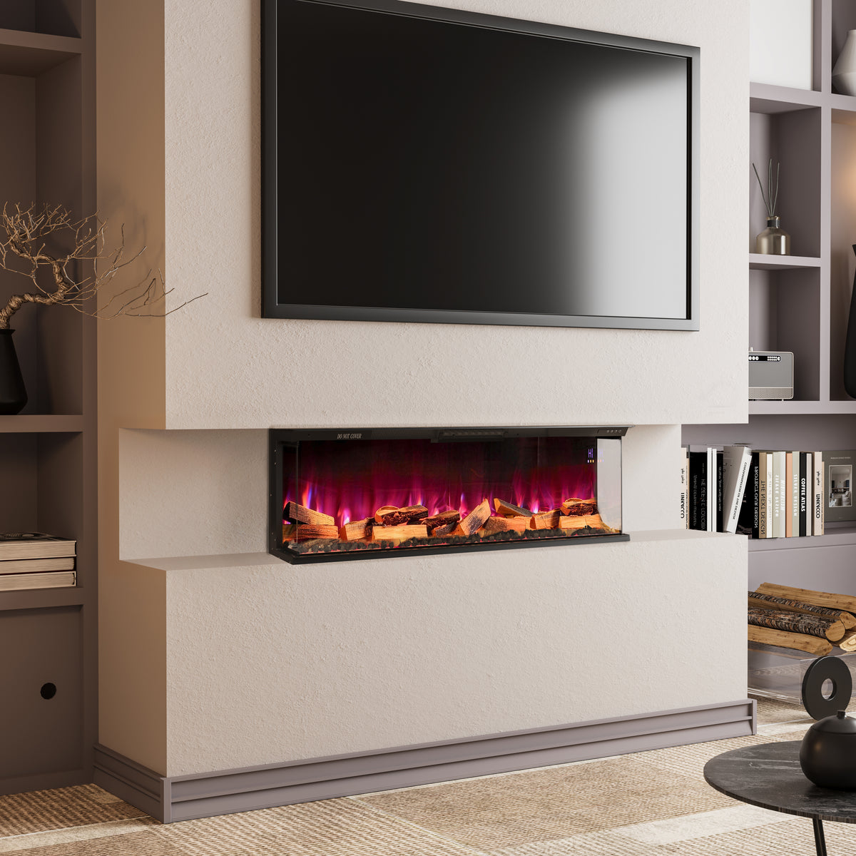 Wifi Enabled 2 3 Sided Built Electric Fireplace Crackling Sound