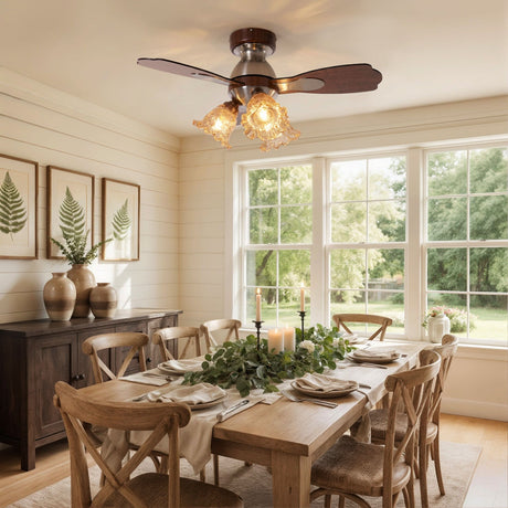 36 inch reversible ceiling fan with LED light in a neutral lounge setting