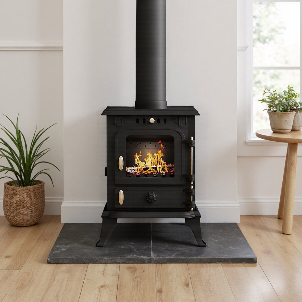 Vintage Wood-Burning Cast Iron Fireplace