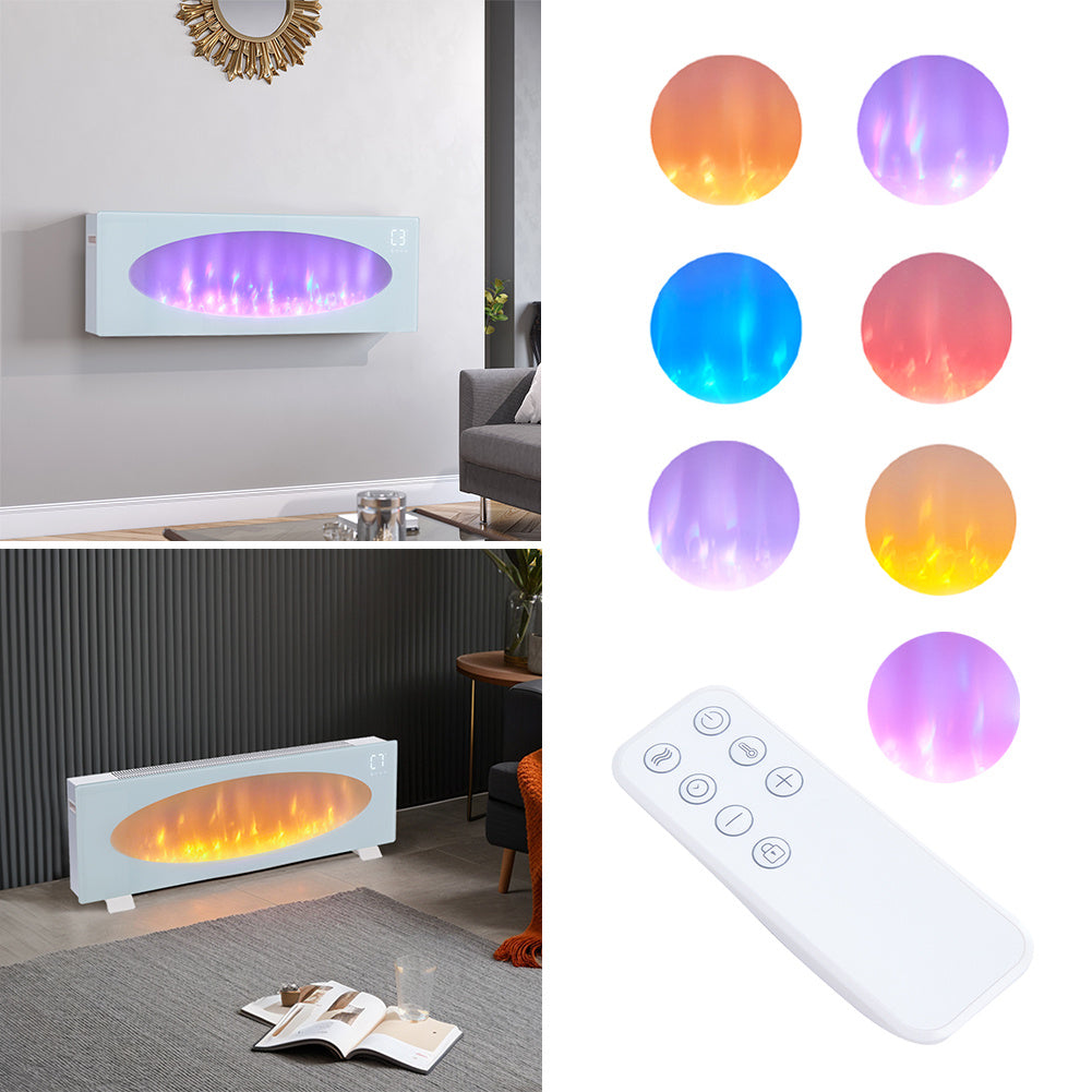 Smart WiFi-Connected White Electric Fireplace with Remote