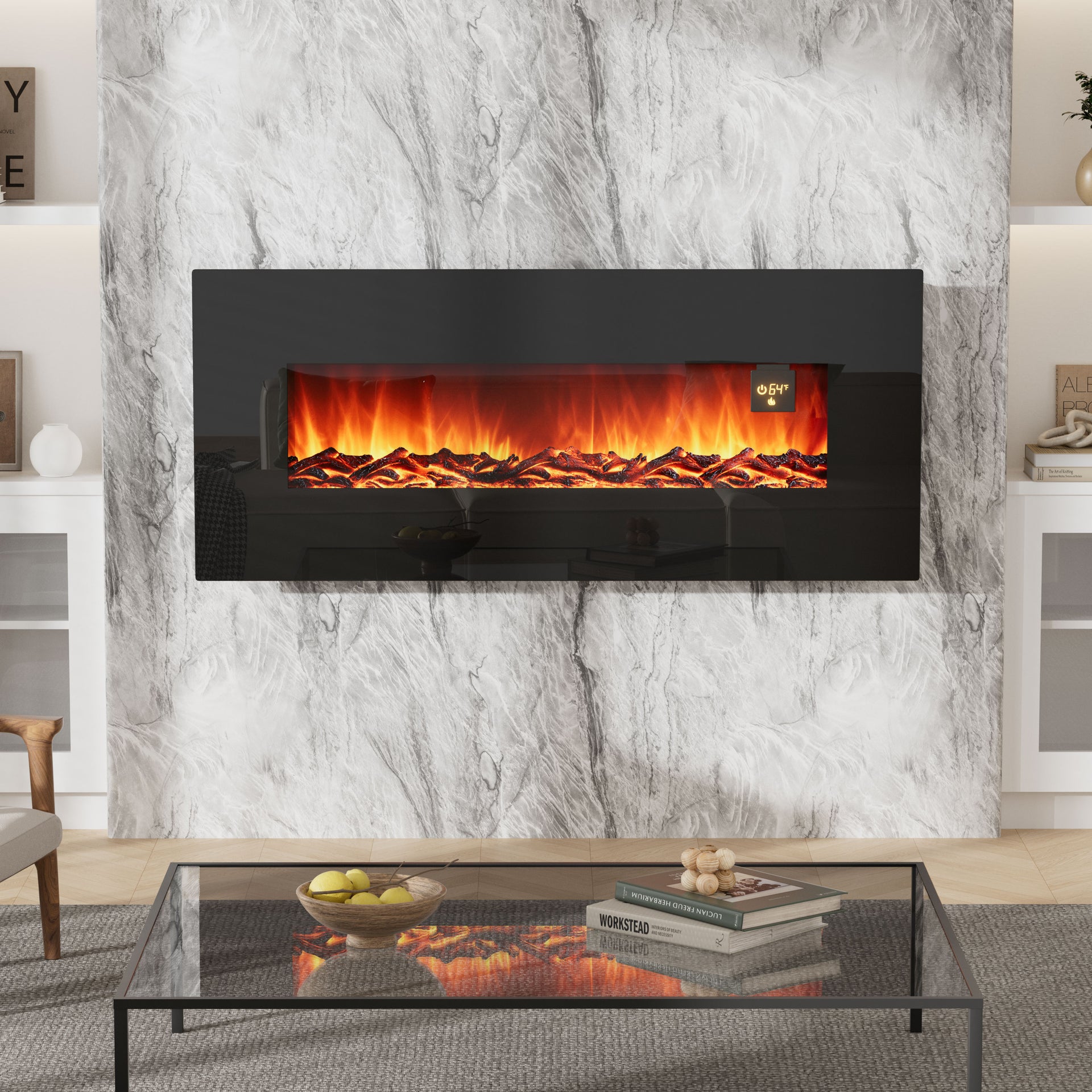 50 Inch Wall Mounted Electric Fireplace Remote