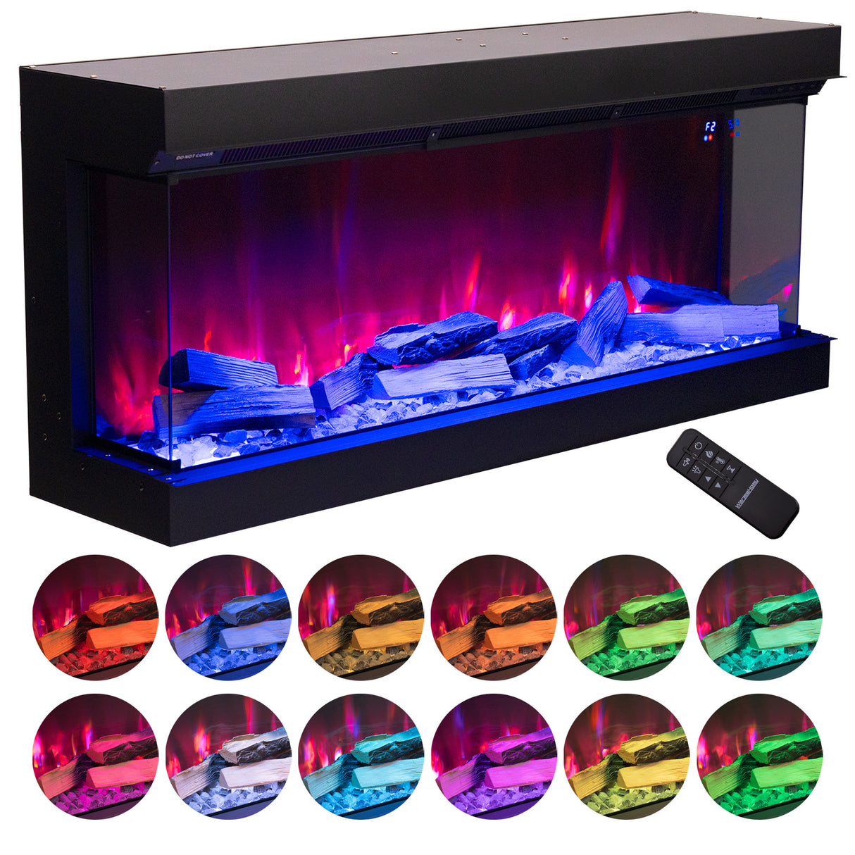 Wifi-Enabled 3-Sided Built-in Electric Fireplace with Crackling Sound