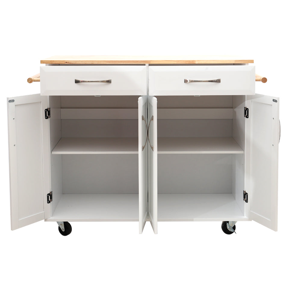 3ft Large Wooden Catering Trolley Cart with Drawer – Kitchen Storage Cabinet