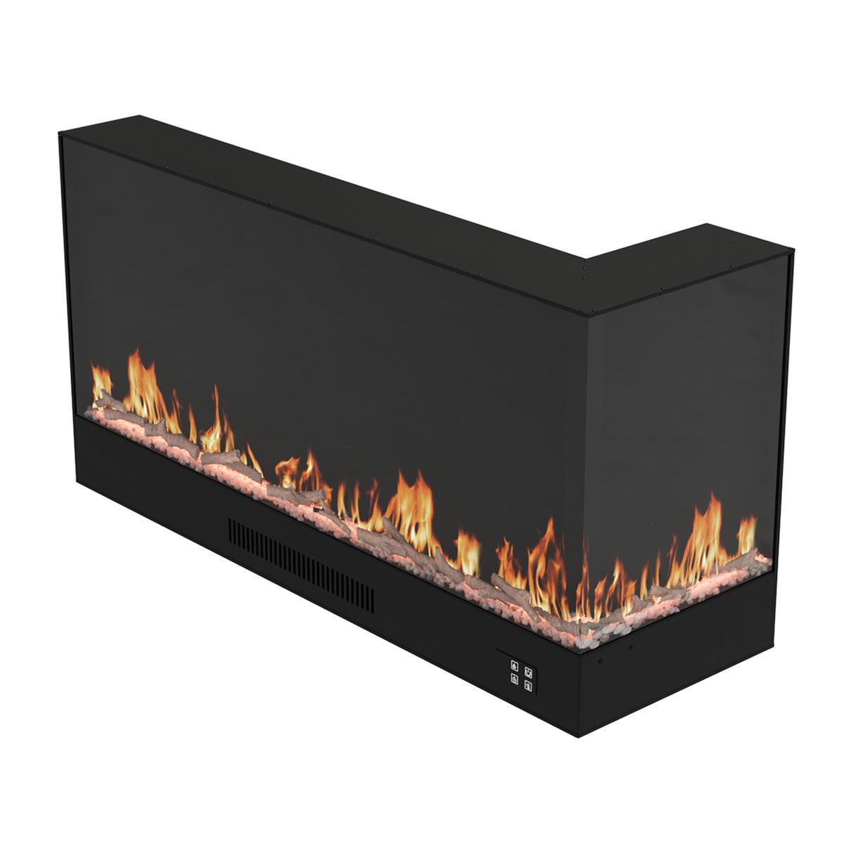 117cm/150cm L-Shaped Electric Fireplace – WiFi Control, LED Display, Resin Logs & Crystal Stones with Heating