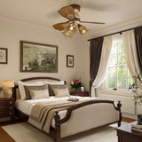 36 inch reversible ceiling fan with LED light with a compact motor and blade detail