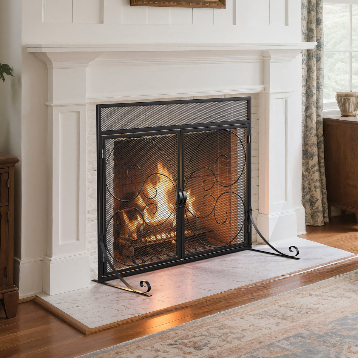 Iron Fireplace Screen Powder Coated 89x25x71.5cm