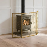 Triple-Fold Iron Fireplace Screen Gold Frame – 132x1x80cm