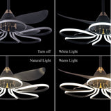 36-inch Black Modern Petal LED Ceiling Fan with Light - 6-Speed with Remote Control
