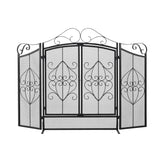 Black Powder-Coated Iron Fireplace Screen – 114.7x84x16.5cm