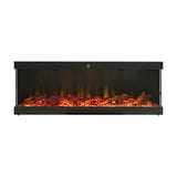 42/48/56/72inch 3-Sided Black/White Electric Fireplace with Remote Control, WiFi Function, Adjustable LED Flames and Heating Modes