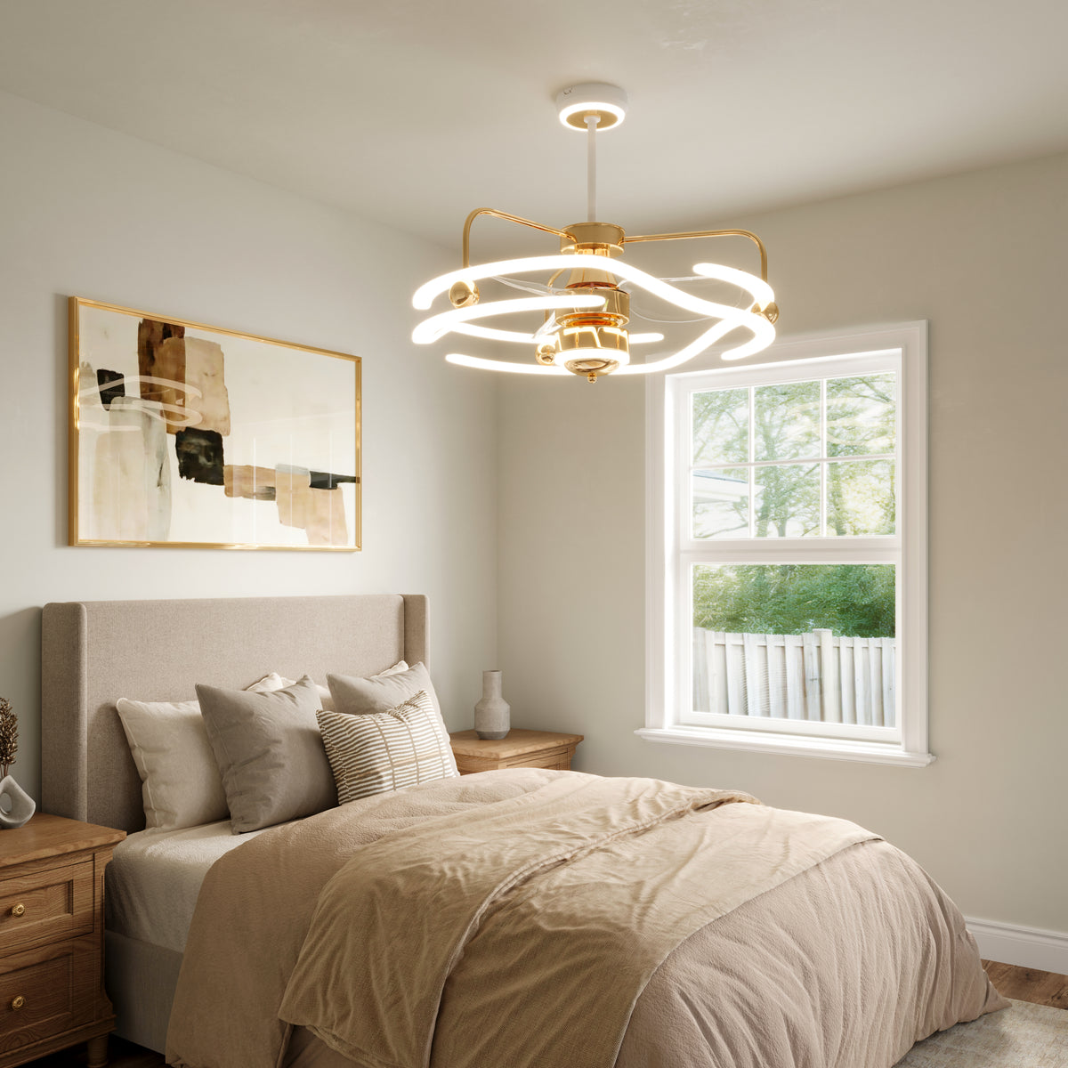 Modern Ceiling Fan with Light and Remote Control - Quiet & Adjustable
