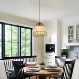 Rustic Iron Woven Rattan Pendant Light for Dining Room, Reading Corner & Bedroom