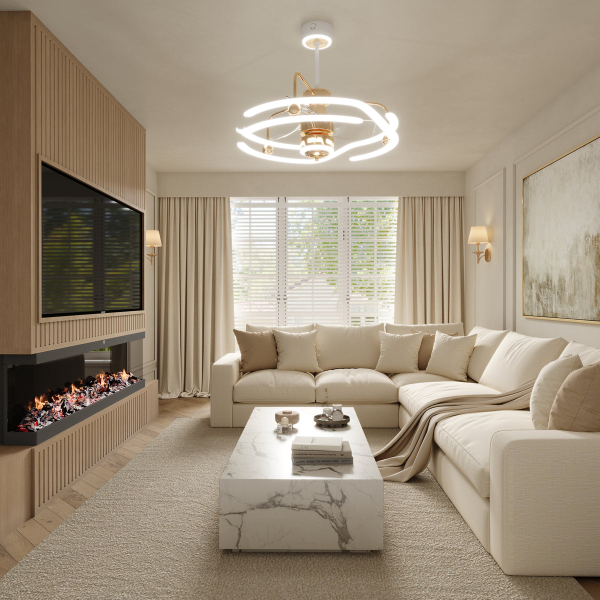 Modern Ceiling Fan with Light and Remote Control - Quiet & Adjustable