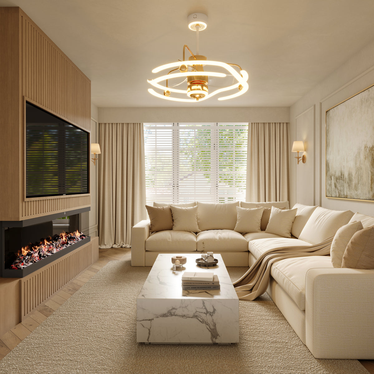 Modern Ceiling Fan with Light and Remote Control - Quiet & Adjustable