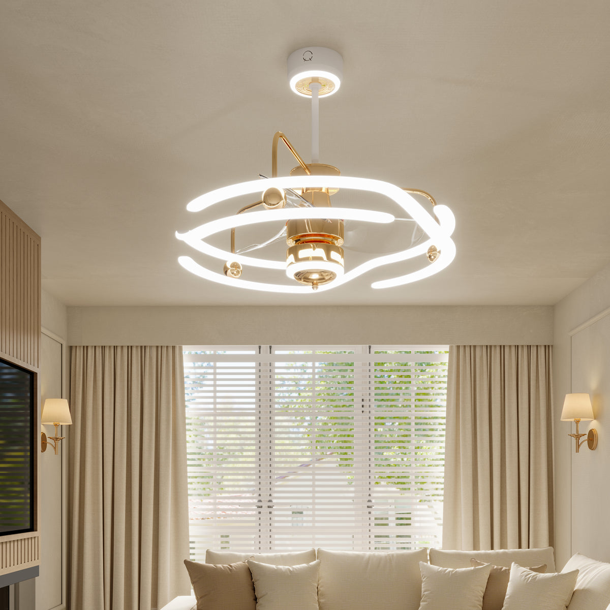 Modern Ceiling Fan with Light and Remote Control - Quiet & Adjustable