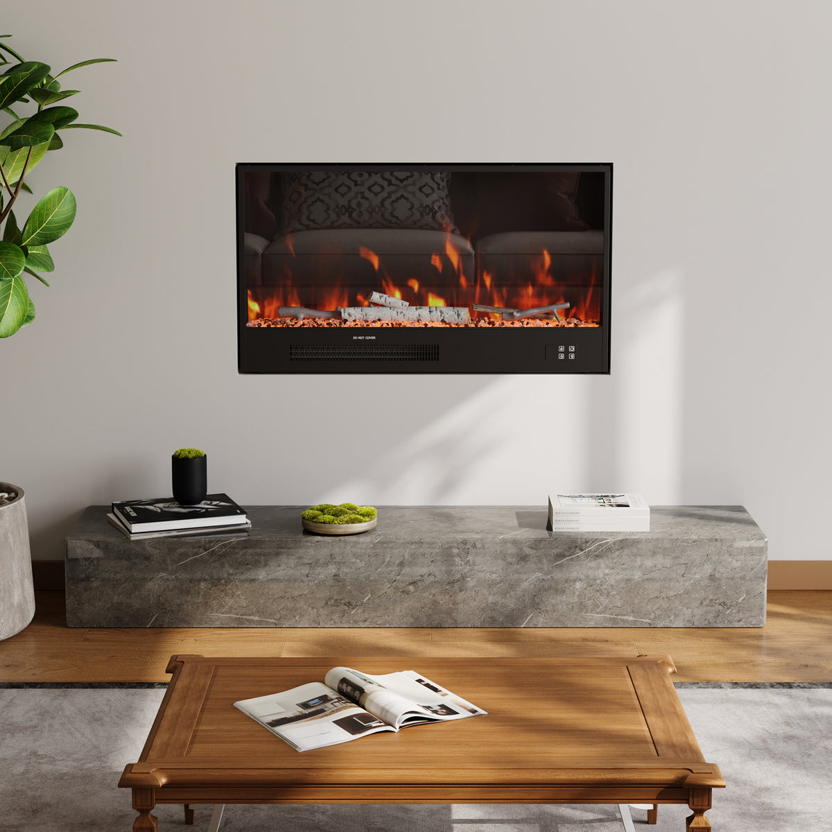 33 46 58inch WiFi Electric Fireplace LED Display Realistic Flame Effect & App Control