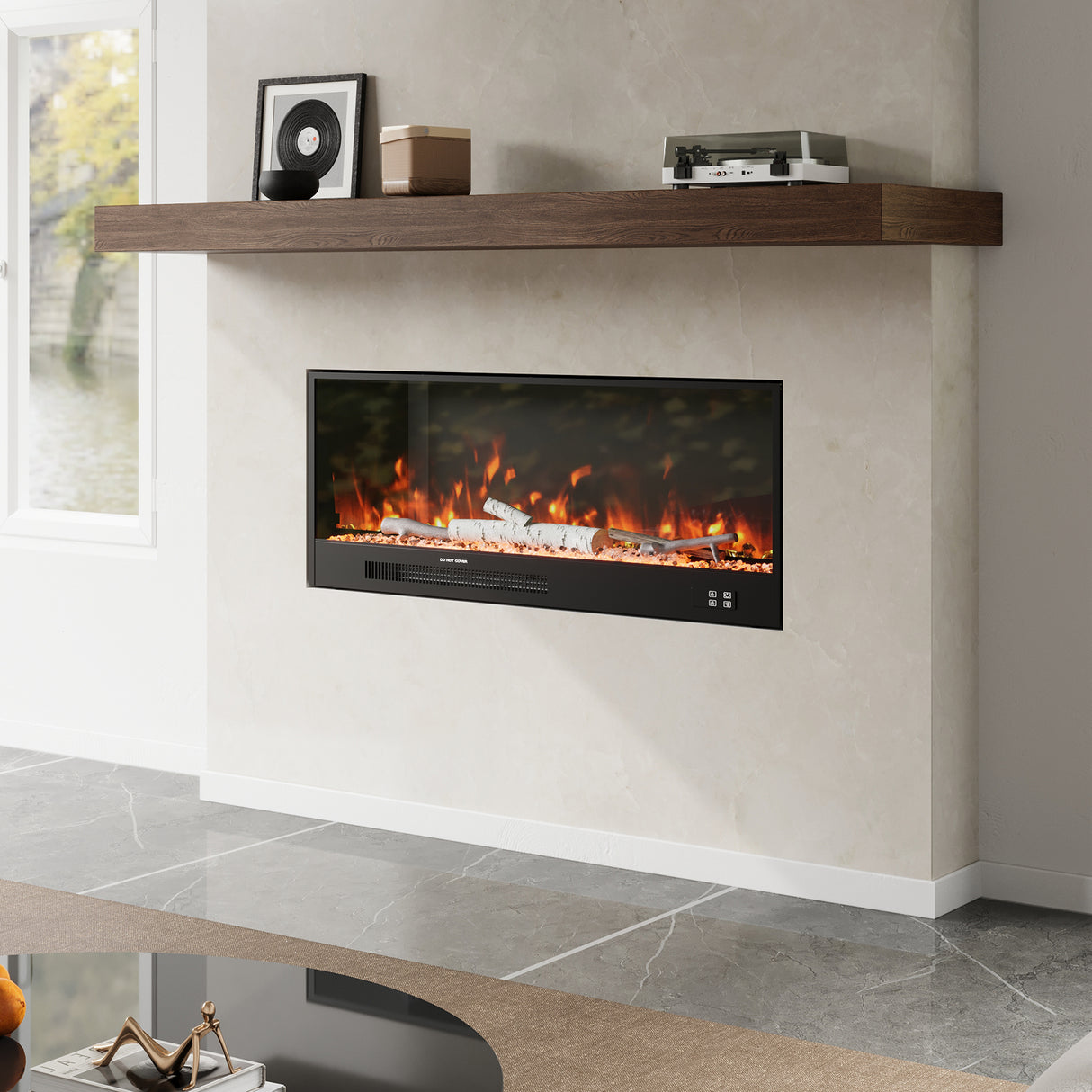 33/46/58inch WiFi Electric Fireplace with LED Display & Realistic Flame Effect