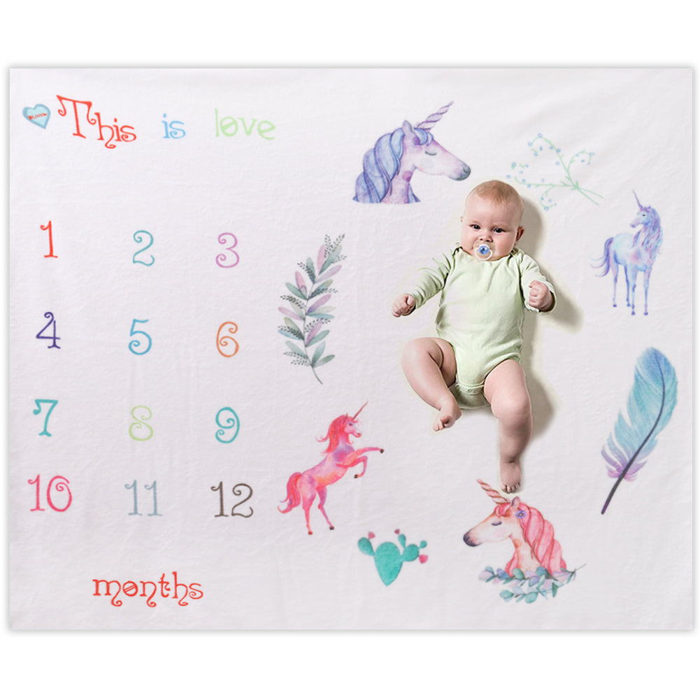 Unicorn Baby Background Photography Blanket Milestone Prop Blanket