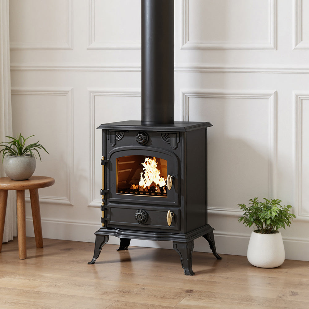 Vintage Wood-Burning Cast Iron Fireplace