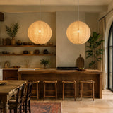Lightsin Wabi-Sabi Linen Spherical Pendant Light for Bedroom, Dining Room & Boho Interiors Lightsin UK Dia 40cm 2 Units In Stock