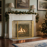 Iron Fireplace Screen Gold Powder Coated – 122x2.3x77.5cm