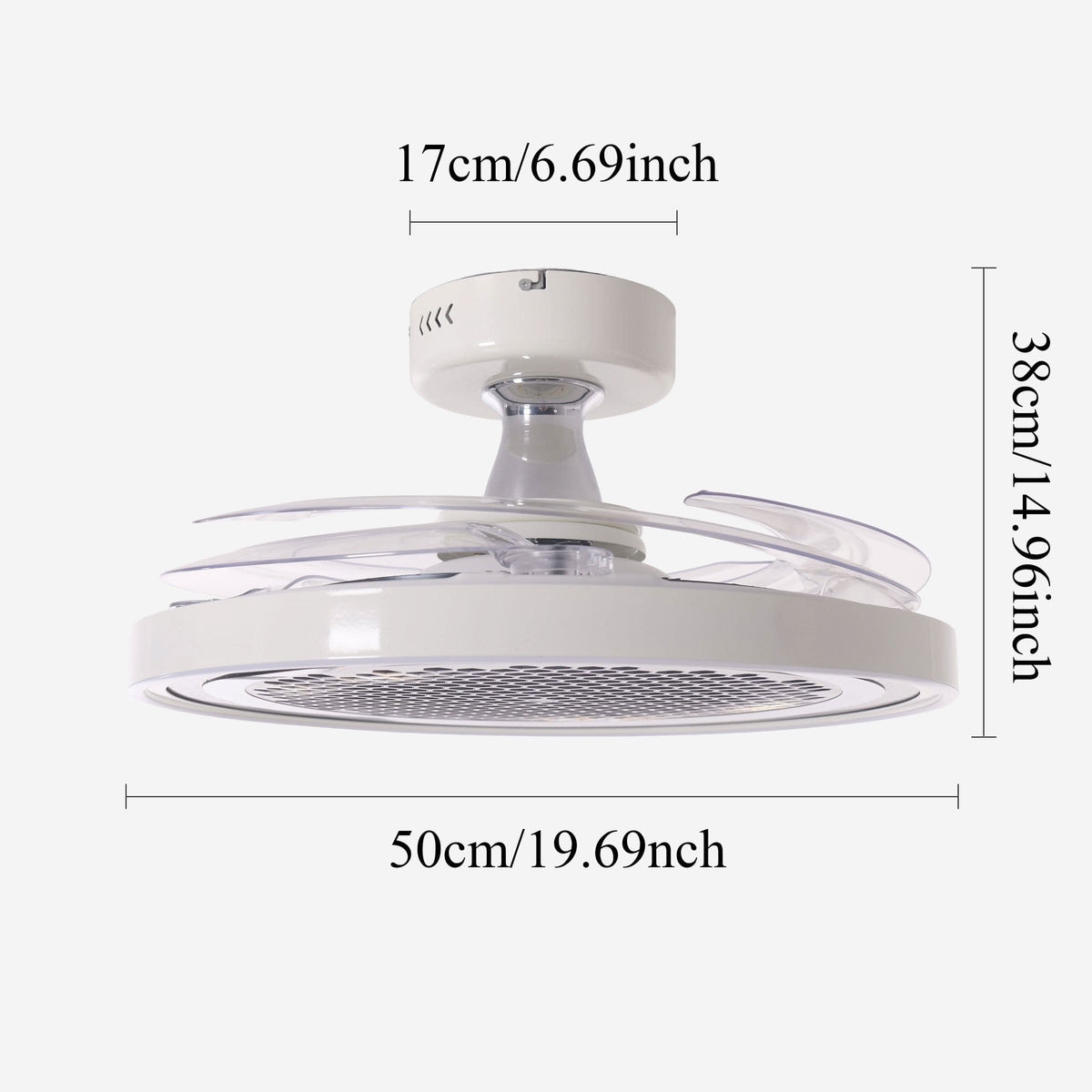 48 inch reversible ceiling fan with LED light in a neutral lounge setting