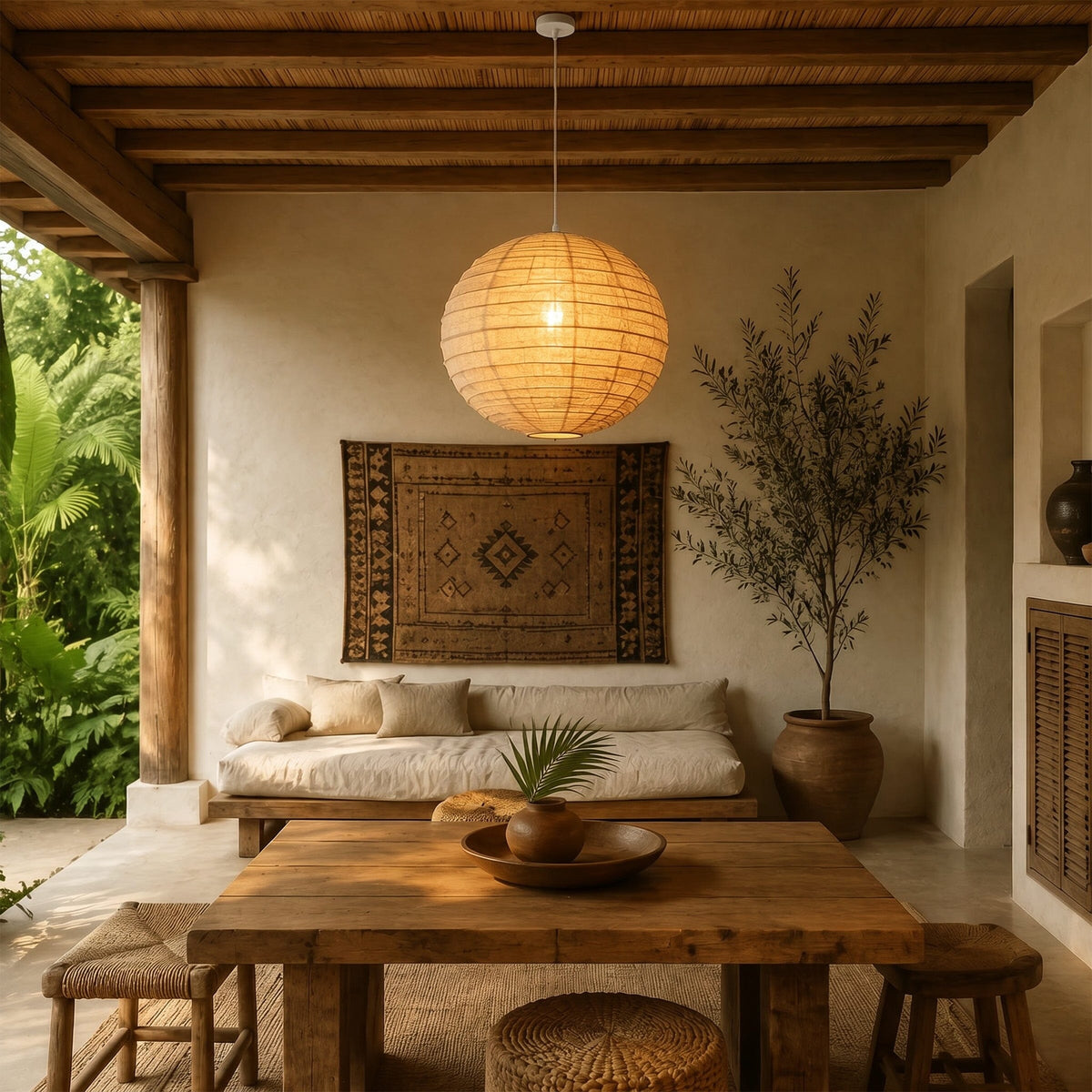 Lightsin Wabi-Sabi Linen Spherical Pendant Light for Bedroom, Dining Room & Boho Interiors Lightsin UK 