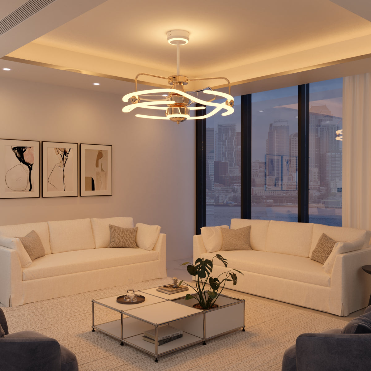 Modern Ceiling Fan Light Remote Control Quiet & Adjustable