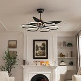 36-inch Black Modern Petal LED Ceiling Fan with Light - 6-Speed with Remote Control