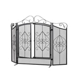 Black Powder-Coated Iron Fireplace Screen – 114.7x84x16.5cm