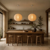 Lightsin Wabi-Sabi Linen Spherical Pendant Light for Bedroom, Dining Room & Boho Interiors Lightsin UK Dia 30cm 2 Units In Stock