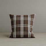 Square Exclusive Design Cushion in Brown Checkered Cotton Linen, 45*45CM